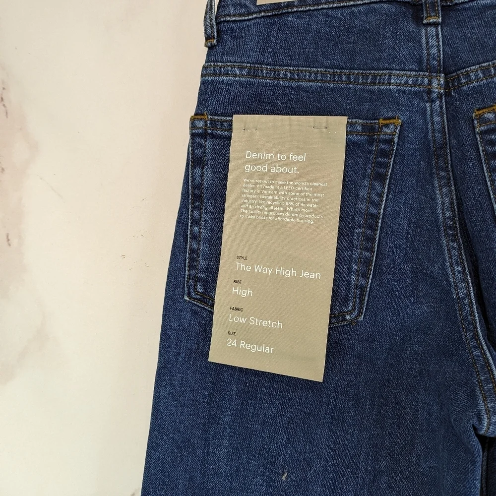 Everlane The Way High Jean Dark Wash Denim Straight Zip Fly Regular - Picture 11 of 11